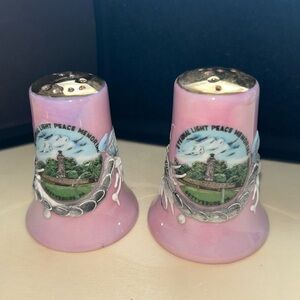 Antique Hand Painted Gettysburg PA Salt Pepper Shaker Eternal Light Peace